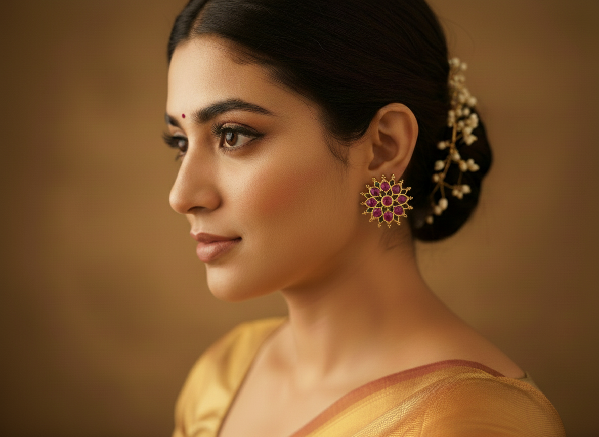 Medium Sized Round Shaped Kempu Studs