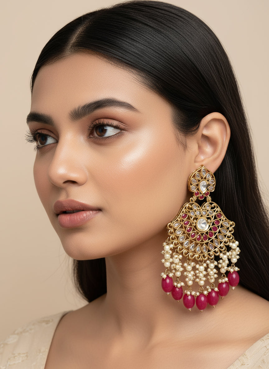 Festive danglers in Pearls, Kundans & Beads