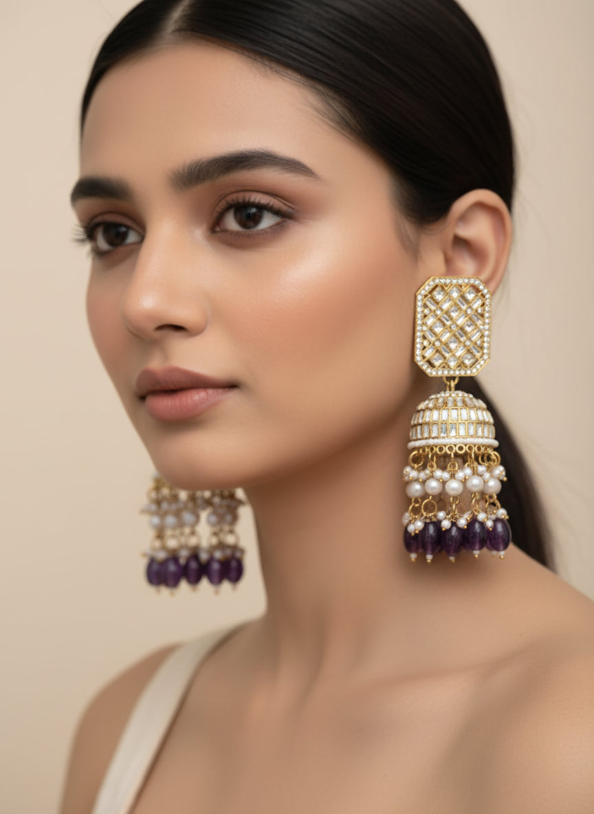 Festive Jhumkis in Pearls & Kundans