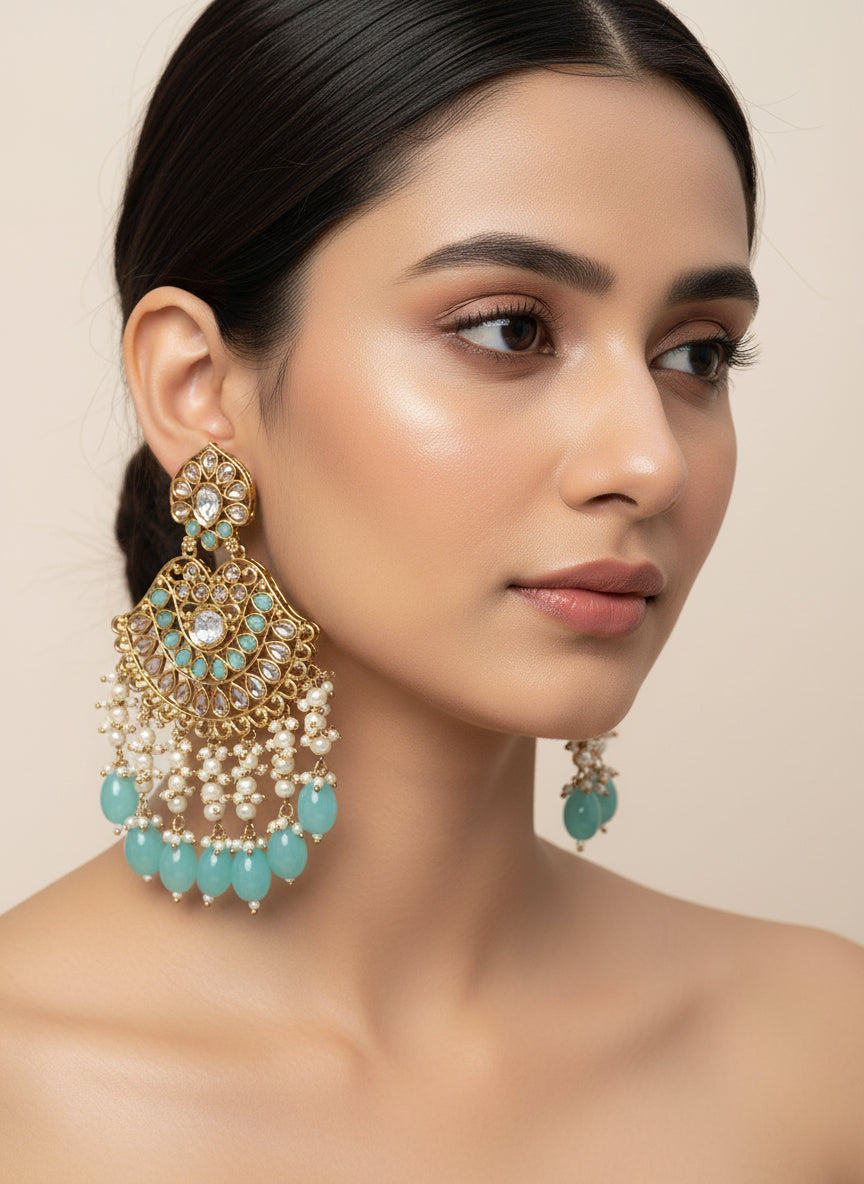 Festive danglers in Pearls, Kundans & Beads