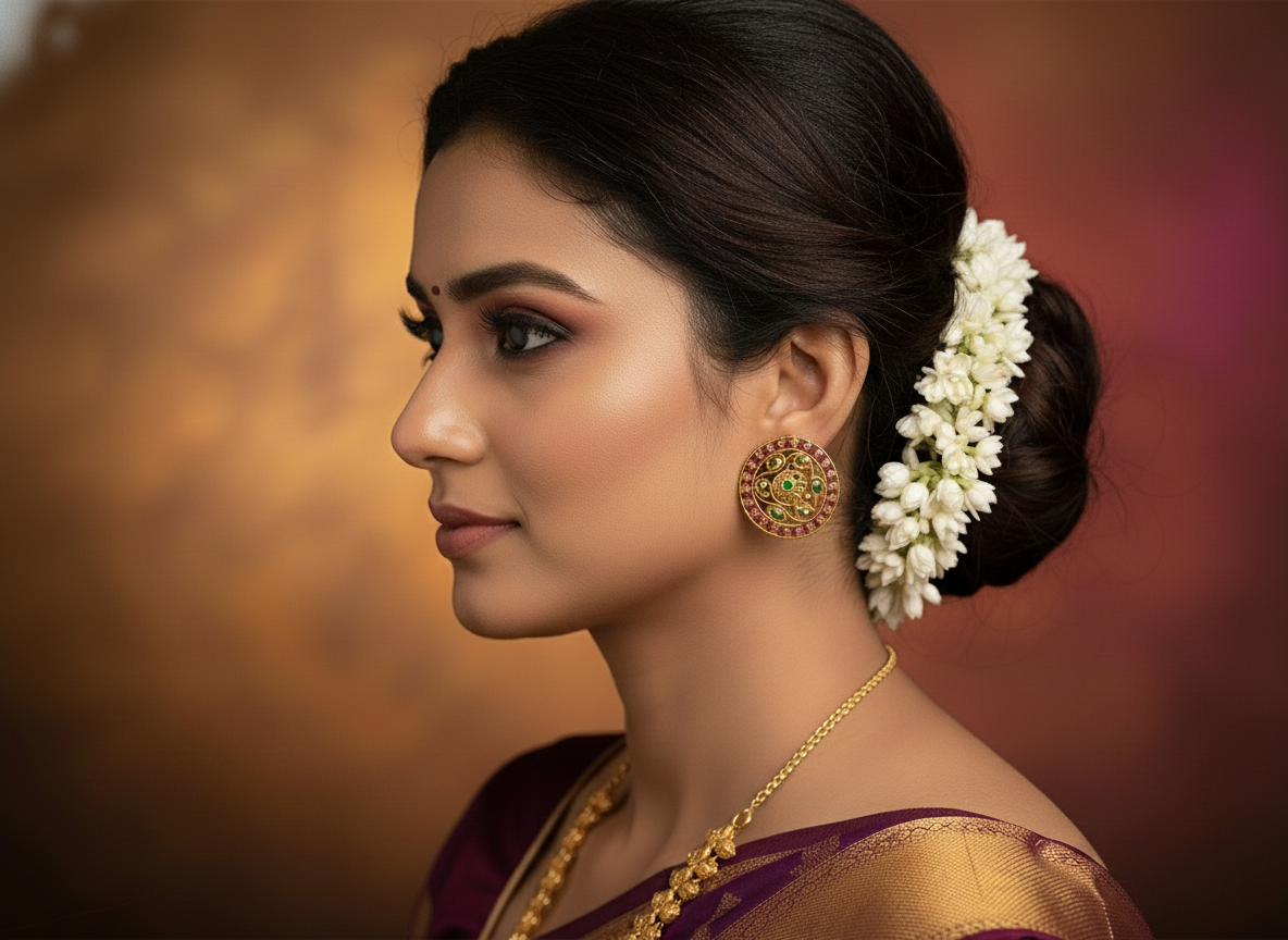 Medium Sized Round Shaped Kempu Studs