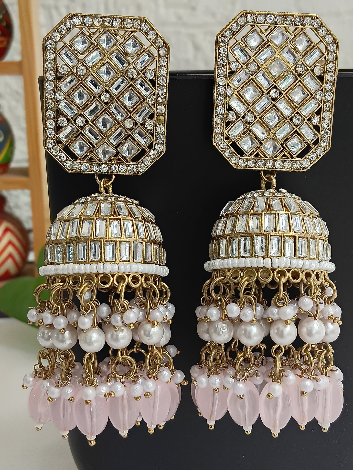 Festive Jhumkis in Pearls & Kundans