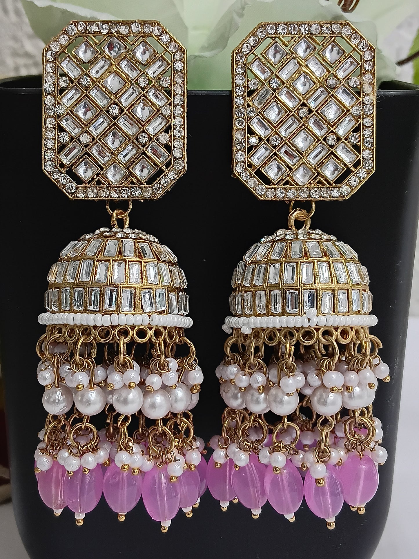 Festive Jhumkis in Pearls & Kundans
