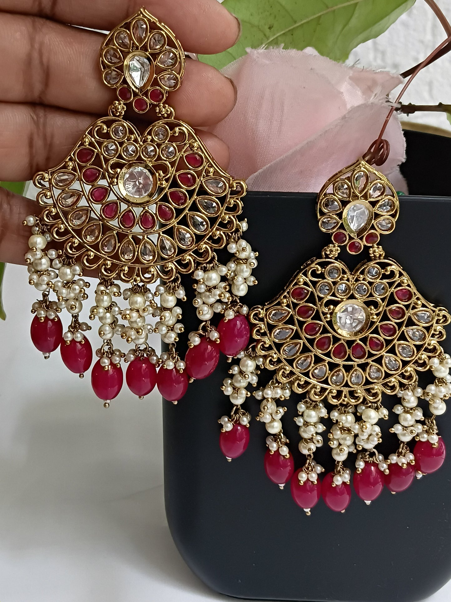 Festive danglers in Pearls, Kundans & Beads