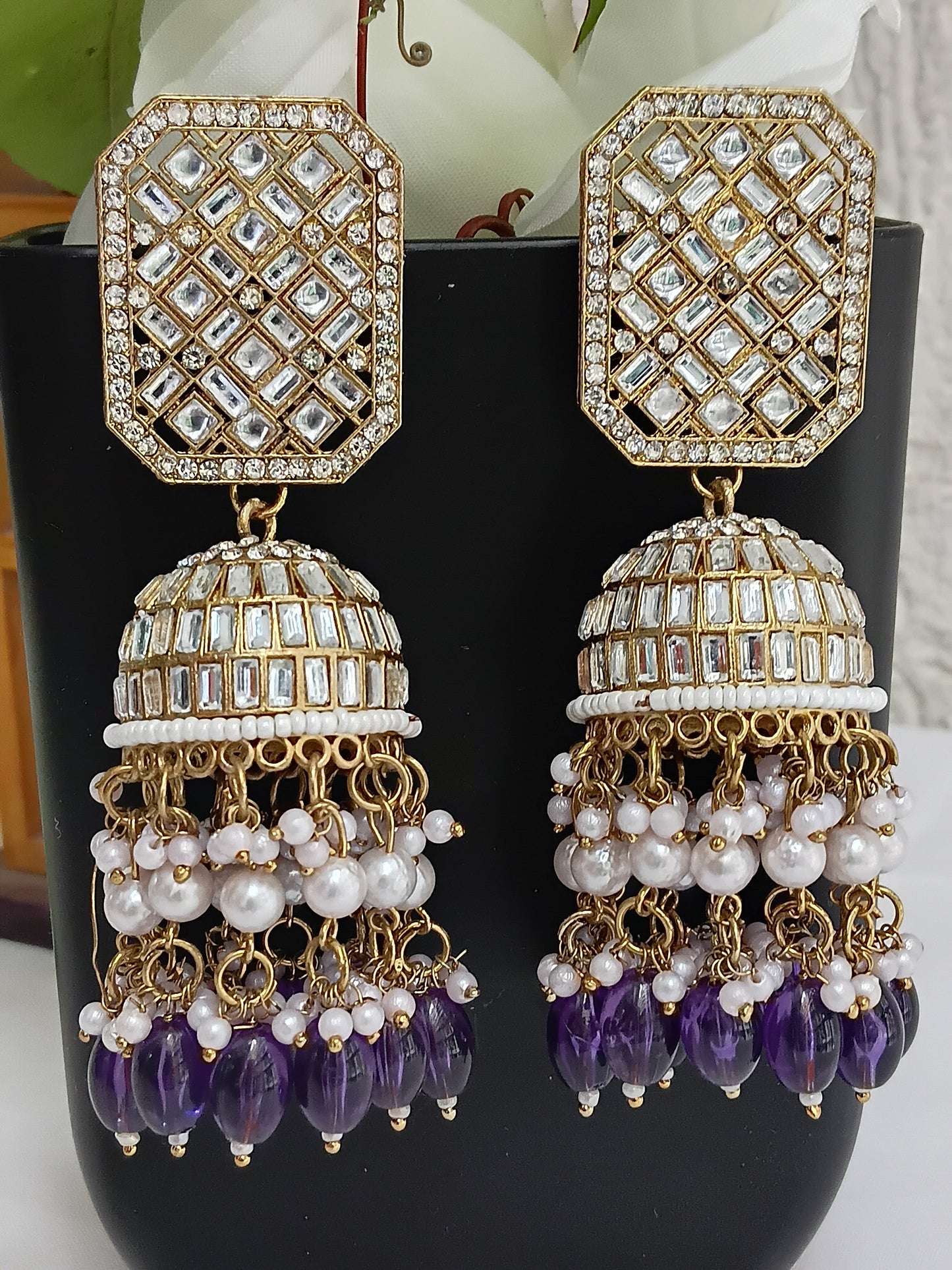 Festive Jhumkis in Pearls & Kundans