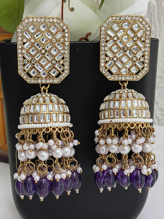 Festive Jhumkis in Pearls & Kundans