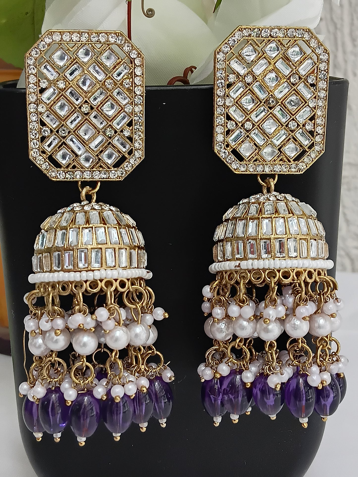 Festive Jhumkis in Pearls & Kundans