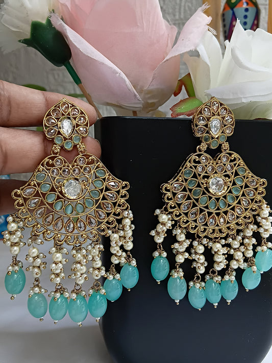 Festive danglers in Pearls, Kundans & Beads